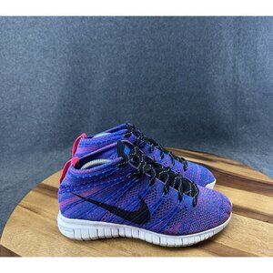 Nike Free Flyknit Chukka Women's Size 5.5 Running Shoes Hyper Pink Blue